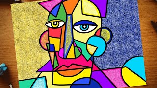 Cubism Picasso inspired portrait  Cubism art lesson for kids  How to draw Cubism face drawing [upl. by Cressler]