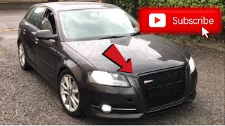 Installing RS3 Front Grill and Led Head light bulbs on a Turbo diesel powered Audi A3 8P part 2 [upl. by Ecinrahs]