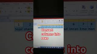 How To Convert Data in Columns into Rows in Excel Document subscribe shortvedio [upl. by Leisam]