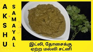 இட்லி தோசைக்கு ஏற்ற மல்லி சட்னி  தமிழ்  Coriander Chutney  for Idli and Dosai  Tamil [upl. by Kathrine802]