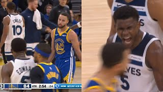 Anthony Edwards screams in Steph Currys face and tells Warriors fans to go home [upl. by Hanoj]