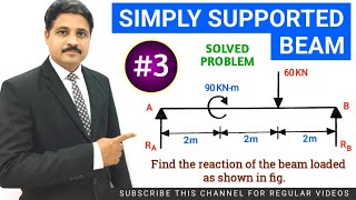 SIMPLY SUPPORTED BEAM SOLVED PROBLEM 3 IN HINDI UNIT  EQUILIBRIUM [upl. by Rebna217]