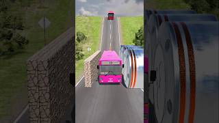 Flatbed Truck and Buses vs cement wall Hydraulic Crush  BeamNGdrive [upl. by Lashoh975]