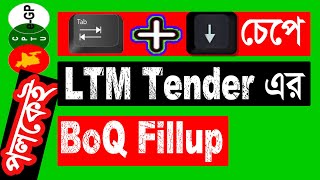 পলকেই LTM Tender এর BoQ Fillup  How to eGP Ltm Tender BoQ Fillup [upl. by Justino84]