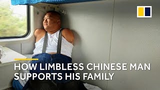 Chinese limbless vlogger livestreams online to support family [upl. by Aneleairam]