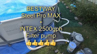 Intex 2500gph filter pump  BESTWAY Steel Pro MAX 12x30 pool intexc2500 bestwaypool [upl. by Pennebaker]