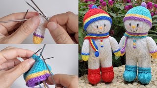 Knitting Doll Free Pattern  Toybox Snowman Part 3 legs body [upl. by Donia181]