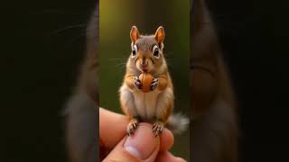 Adorable Tiny Squirrel Balances on Finger with a Nut animals cute topanimalalos [upl. by Ricker]