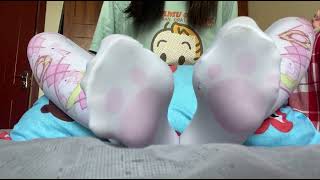 Girls cute cartoon long cotton socks feet pleasant friction sound  White Socks Cotton socks [upl. by Alano792]