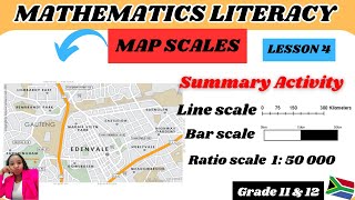 Map scales Line scale bar scale and ratio scale detailed activity Maths literacy scales [upl. by Kirkpatrick]