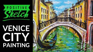 Acrylic painting Venice Cityscape Easy painting tutorial [upl. by Gardol259]