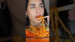 Spicy Samyang Ramen Rice Cakes Honey Chicken Kimbap Mukbang watch full video [upl. by Corbin814]