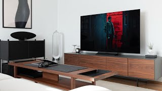 Modern Living Room Tour 2024  LG OLED Dyson and more [upl. by Kerril]