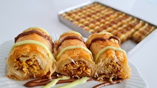 DUBAİ ÇİKOLATALI ANTEP FISTIKLI KADAYIFLI TAHİNLİ SARMA BAKLAVA TARİFİ💯👍 [upl. by Erised188]