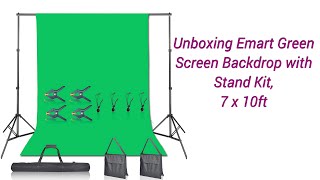 Emart Green Screen Backdrop with Stand Kit 7 x 10ft Unboxing and Review [upl. by Kyla304]