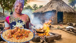 African village lifecooking Village food  Lunch With Piraf And Chicken Curry [upl. by Aiyn972]