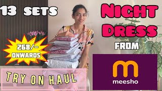 Night dress haul meesho  night suit haul meesho  try on haul  meesho [upl. by Aitnauq]