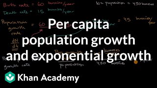 Per capita population growth and exponential growth  Ecology  AP Biology  Khan Academy [upl. by Nivert]