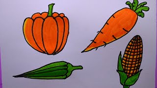 How To Draw Vegetables EasyDrawing Vegetables [upl. by Yessac]