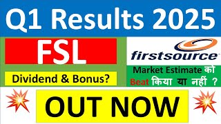 FSL Q1 results 2025  Firstsource Solutions Ltd results today  FSL Share News  FSL latest news [upl. by Yeliw384]