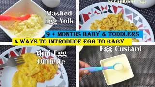 Baby food  How to give eggs to baby 4 Egg recipes for babies  9  months baby recipes [upl. by Kasper914]