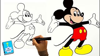 تعلم رسم ميكي ماوس للاطفال خطوة بخطوة  how to draw mickey mouse [upl. by Elegna]