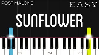 Post Malone Swae Lee  Sunflower  EASY Piano Tutorial [upl. by Ludly]