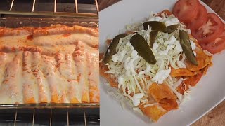 Enchiladas rojas de pollo al horno y de queso fresco [upl. by Ayokahs]