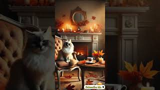 Dont Miss This Cozy Cat Scene by the Fireplace [upl. by Ellette]