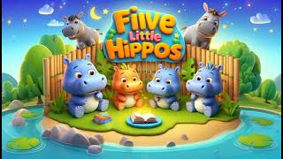 quotFive Little Hippos 2  A Splashing Good Time Cartoon Nursery Kids Songquot with lyrics [upl. by Akirahc]