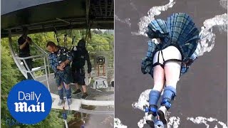 Adventurous bagpiper bungeejumping as he plays Scottish song  Daily Mail [upl. by Halla599]