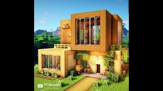 Minecraft tuto maison en bois moderne [upl. by Galven]