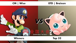 Zenkoku Taikai 2  CM  Wise Luigi vs 0TD  Braixen Jigglypuff  Winners Top 32 [upl. by Repotsirhc]