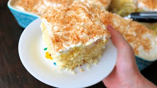 Easy Hawaiian Pineapple Coconut Poke Cake  Delicious Tropical Cake Recipe [upl. by Areikahs876]