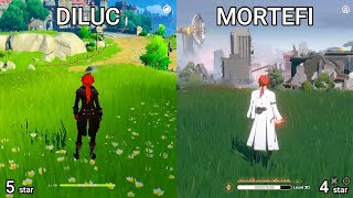 Diluc vs Mortefi Gameplay Comparison [upl. by Japheth]