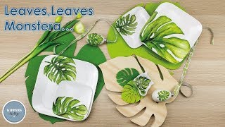 Monstera leaves with Pebeo Porcelaine 150 Glossy  Kippers Hobby [upl. by Lenrow88]