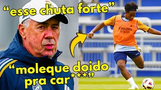 ENDRICK FAZ GOLAÇO ABSURDO NO TREINO DO REAL MADRID E ANCELOTTI FALA ISSO DELE [upl. by Solokin]