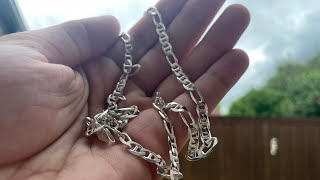 Sterling silver 925 48mm figaro mariner chain hybrid by Luke Zion Jewelry [upl. by Akenahs]