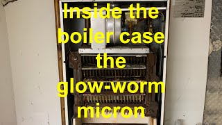 GLOWWORM MICRON 100FF inside the boiler casing carrying out a full strip down of the boiler [upl. by Marchal]