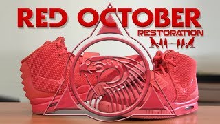 Yeezy Red October RestorationDeep Cleaning and Suede Redye [upl. by Zahavi]