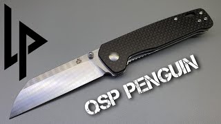 QSP PENGUIN 31quot D2 CARBON FIBER G10 FOLDING KNIFE QS130E [upl. by Enaelem]