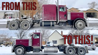 REMOVING A SLEEPER FROM A PETERBILT 379  Big hole conversion part 2 [upl. by Eelnyl580]