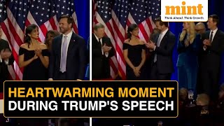 Trump Victory Speech Heartwarming Moment JD Usha Vances Reactions Draw Netizens’ Attention [upl. by Anauqahs681]