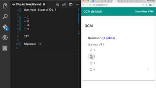 Math QCM  Quizz demo Markdown  LaTeX [upl. by Erdman420]