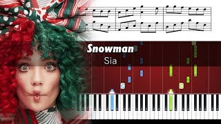 Sia  Snowman  Piano Tutorial with Sheet Music [upl. by Race]