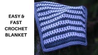 How to crochet a cat stitch baby blanket  Easy and fast  crochetblanket crochetbabyblanket [upl. by Enirtak]