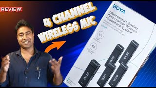 Boya BYW4 four 4 Channel Wireless Microphone System  Unboxing amp Review amp Audio Quality Test [upl. by Fernandez]