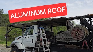 Welding repairs on the aluminum roof of a well service rig [upl. by Lynad]