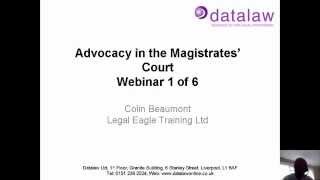 Advocacy in the Magistrates Court [upl. by Eynaffit882]