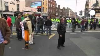 Protesters clash with police in Dublin [upl. by Ahsital]